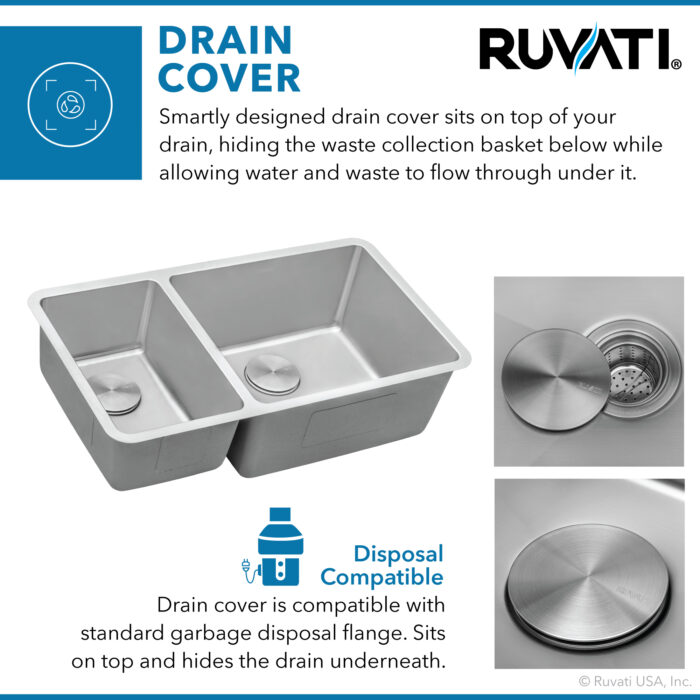 Modena Model: RVM5307 Ruvati 32-inch Undermount Kitchen Sink 30/70 Double Bowl 16 Gauge Stainless Steel – RVM5307