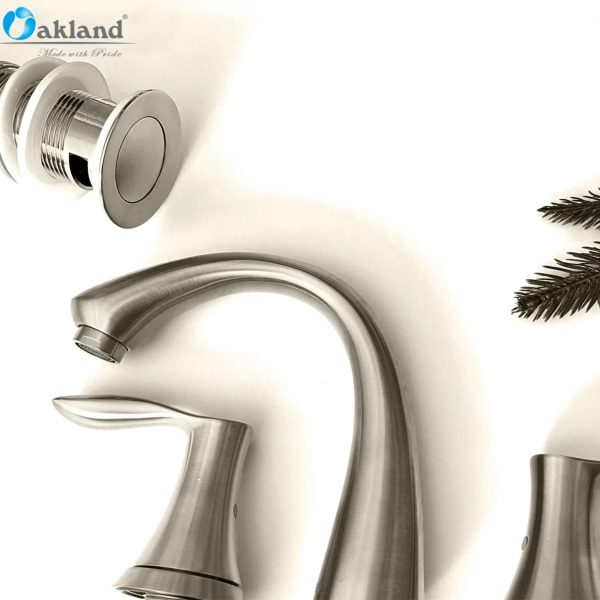 Oakland Wide Spread Bathroom Sink Faucet with Pop Up Drain in Brushed Nickel Model# KSB8232BN