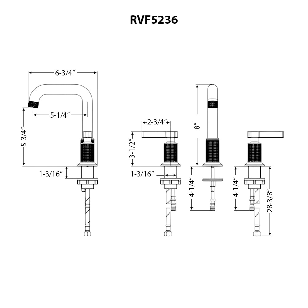 Barolo Model: RVF5236MB Ruvati Barolo Two Handle Widespread Art Deco Modern Luxury Bathroom Faucet in Matte Black- RVF5236MB