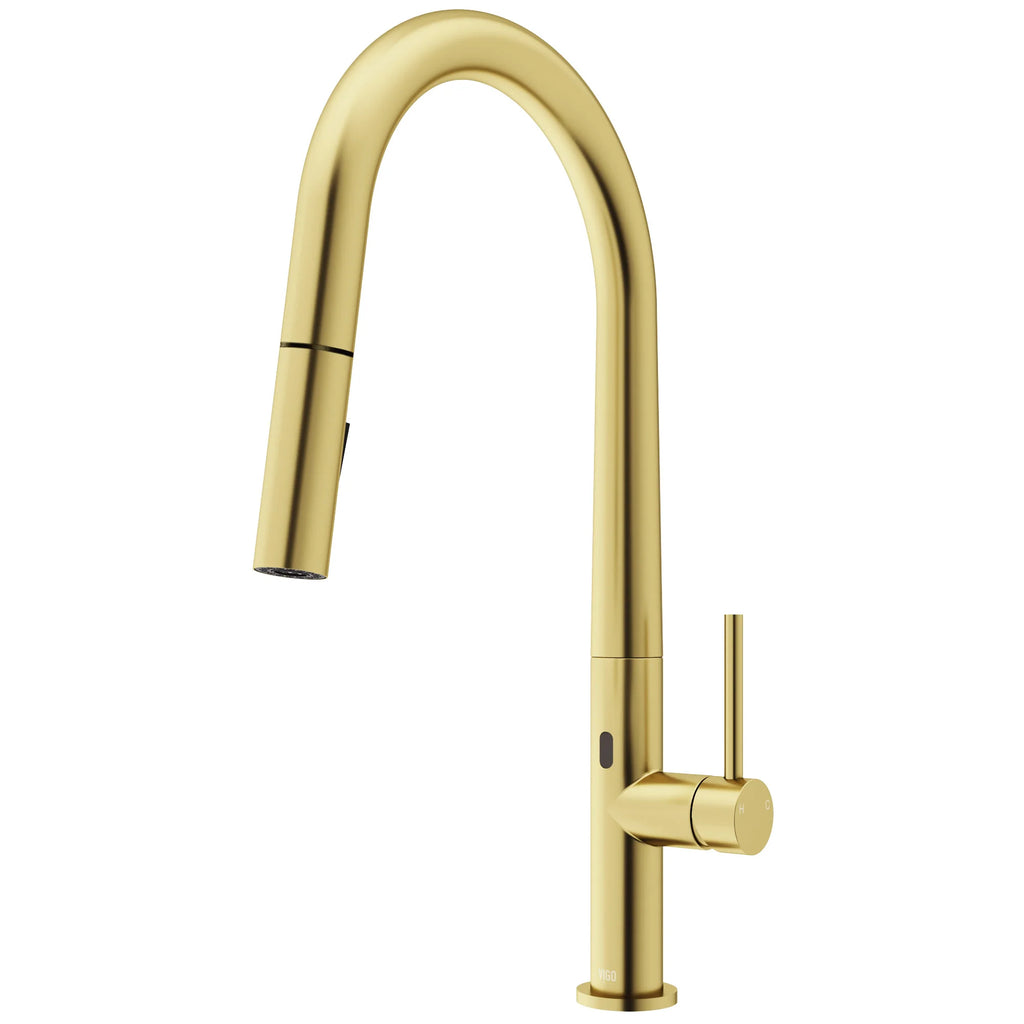 VIGO - Greenwich 18 in. Single Handle Smart Pull-Down Touchless Sensor Kitchen Faucet In Matte Brushed Gold Finish Model# VG02029MGS