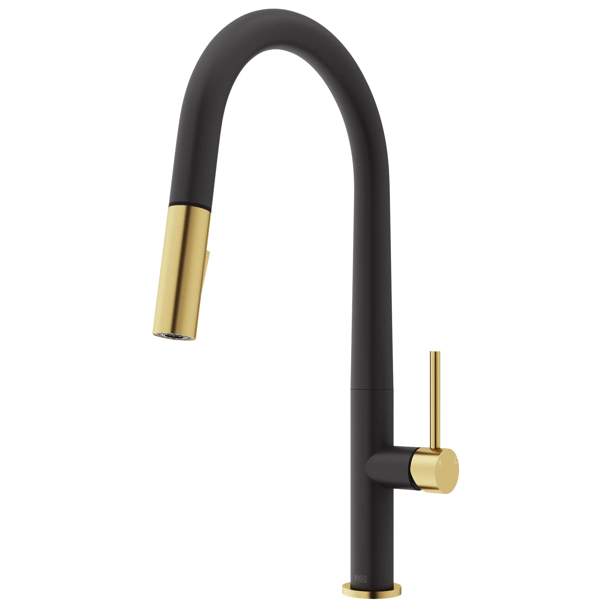 VIGO - Greenwich 18 in. Single Handle Pull-Down Kitchen Faucet In Primary Matte Black/Matte Brushed Gold Finish Model# VG02029SMBMGB