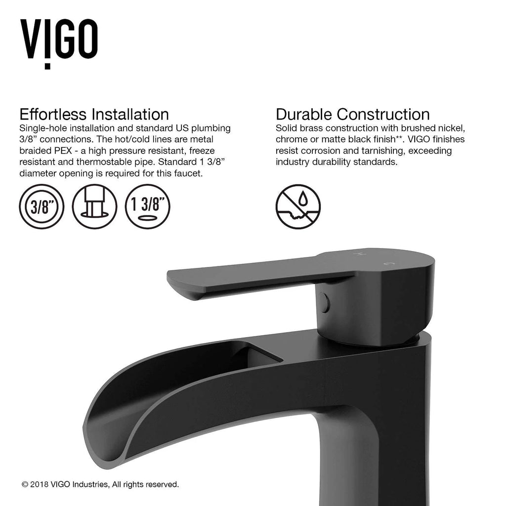VIGO - Paloma Single Hole Single Handle Open Front Bathroom Faucet In Matte Black Model# VG01041MB