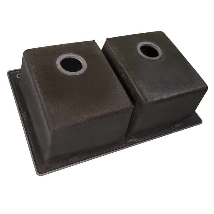 epiGranite Model: RVG1388ES Ruvati 33 x 22 inch epiGranite Drop-in Topmount Granite Composite Quartz Double Bowl Kitchen Sink – Espresso Brown – RVG1388ES