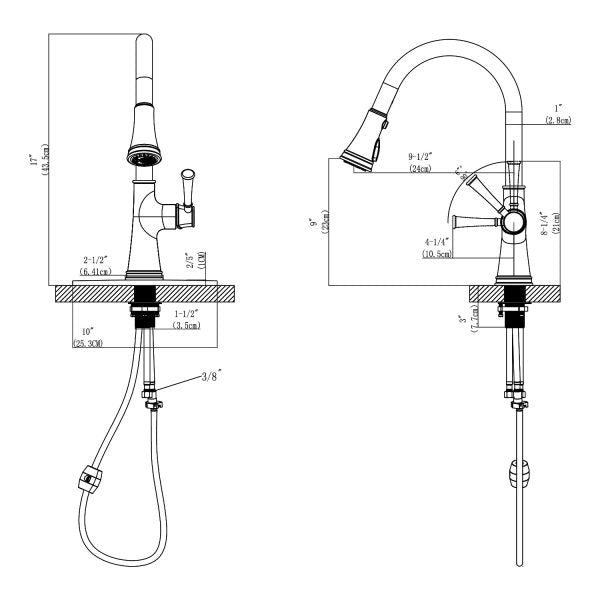 Single Handle 1 Hole Pull-Down Kitchen Faucet in Oil Rubbed Bronze – Model# KSK1129RB