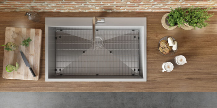 Tirana Model: RVH8000 Ruvati 33 x 22 Drop-in Topmount 16 Gauge Zero Radius Stainless Steel Kitchen Sink Single Bowl – 1 hole – Model # RVH8000