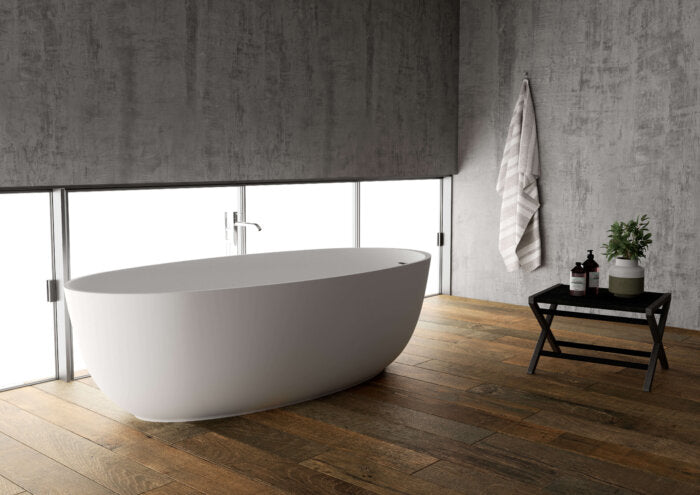Canali Ruvati 66" Matte White epiStone Solid Surface Oval Freestanding Bathtub Canali – Model# RVB6719WH