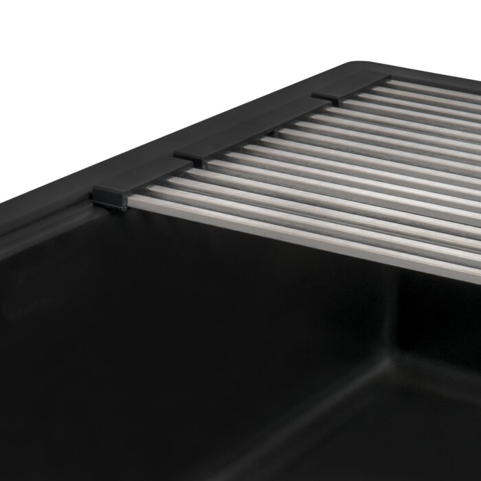epiStage Ruvati 33" Undermount Workstation Granite Composite Kitchen Sink Matte Black – Model# RVG2302BK