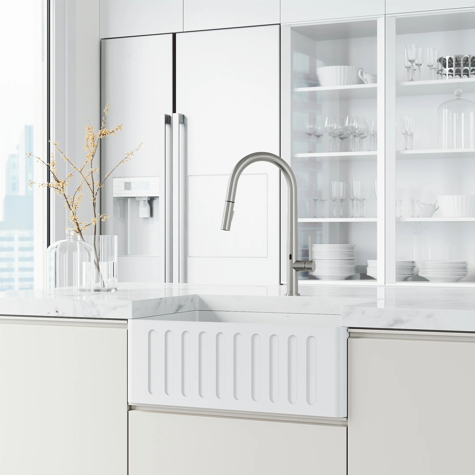 VIGO - Greenwich 18 in. Single Handle Smart Pull-Down Touchless Sensor Kitchen Faucet In Stainless Steel Finish Model# VG02029STS