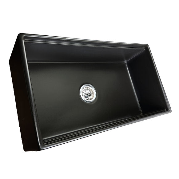 Nantucket Sinks - 33" Fireclay Reversible Workstation Farmhouse Fireclay Sink with Included Accessories Model# T-PS33MB