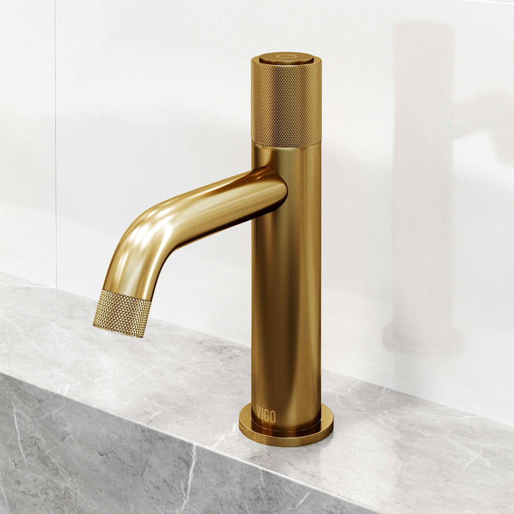 VIGO - Apollo Single Hole Bathroom Faucet In Matte Brushed Gold Model# VG01048MG