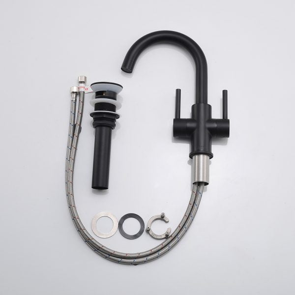 Oakland Two Handles Bathroom Sink Faucet with Pop Up Drain in Matte Black Model#KSB1217MB