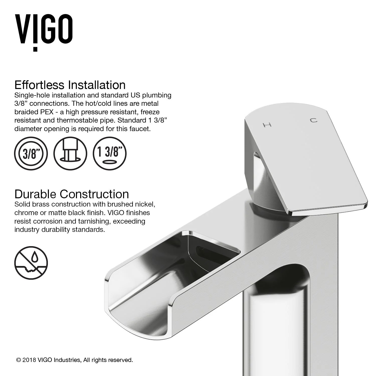 VIGO - Amada Single Hole Open Spout Bathroom Faucet&nbsp;In Chrome Finish Model# VG01042CH