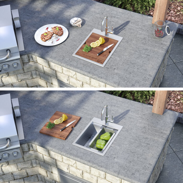 Vino Ruvati 15" x 20" Workstation Drop-in Topmount Bar Prep RV Sink 16 Gauge Stainless Steel – RVH8210