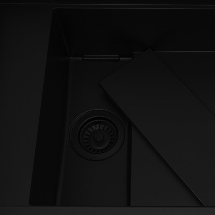 epiStage Model: RVG1650BK Ruvati 18 x 34 inch Granite Composite Quartz Workstation Kitchen Sink epiStage Dual Mount Single Bowl – Black – RVG1650BK