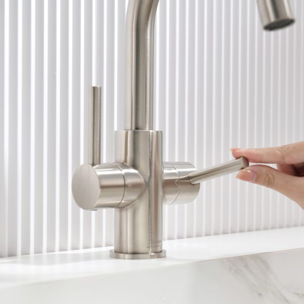 Oakland Two Handle Bathroom Sink Faucet with Pop Up Drain in Brushed Nickel – Model # KSB1217BN