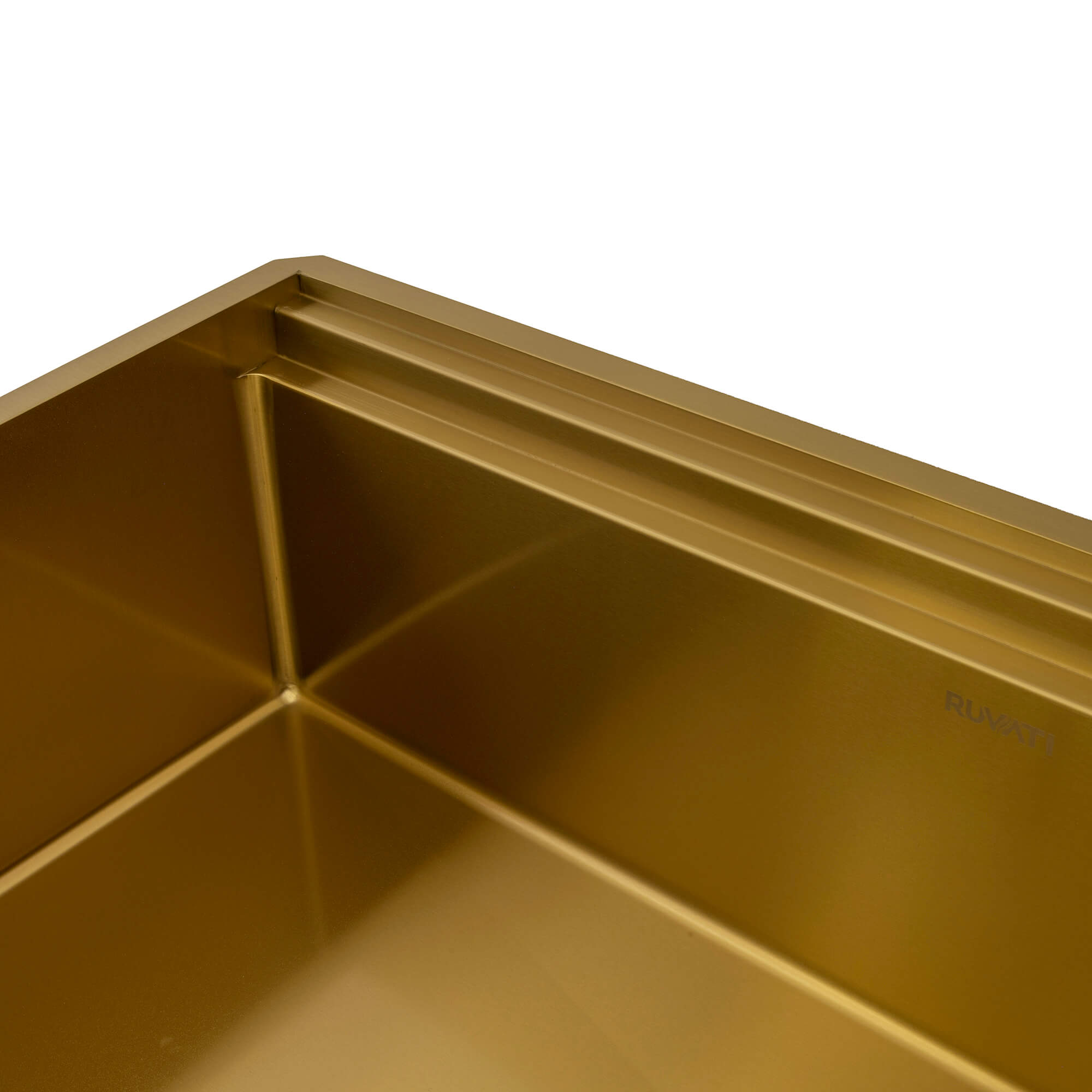 Dual-Tier Pro Ruvati 33-inch Matte Gold Stainless Steel Workstation Two-Tiered Ledge Undermount Kitchen Sink – Model# RVH6222GG