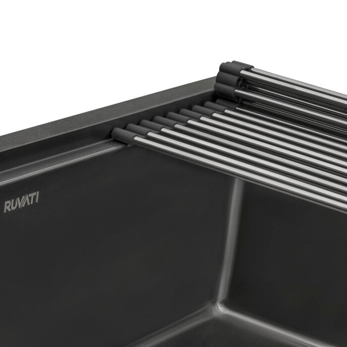 Giana Ruvati 33" Gunmetal Black Stainless Steel Workstation Undermount Kitchen Sink Single Bowl – Model# RVH6533BL