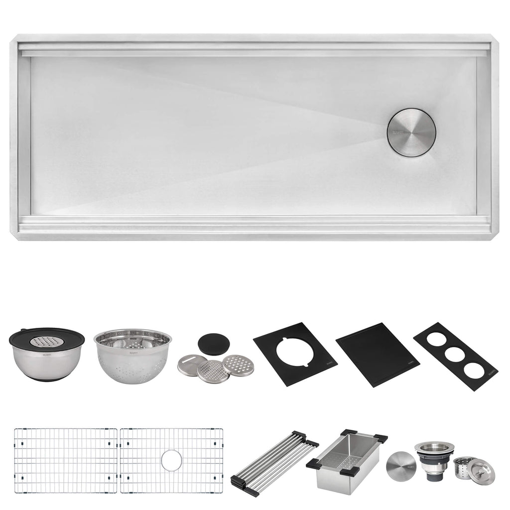 Dual-Tier Nova Model: RVH8335 Ruvati 45-inch Workstation Two-Tiered Ledge Kitchen Sink Undermount 16 Gauge Stainless Steel – RVH8335