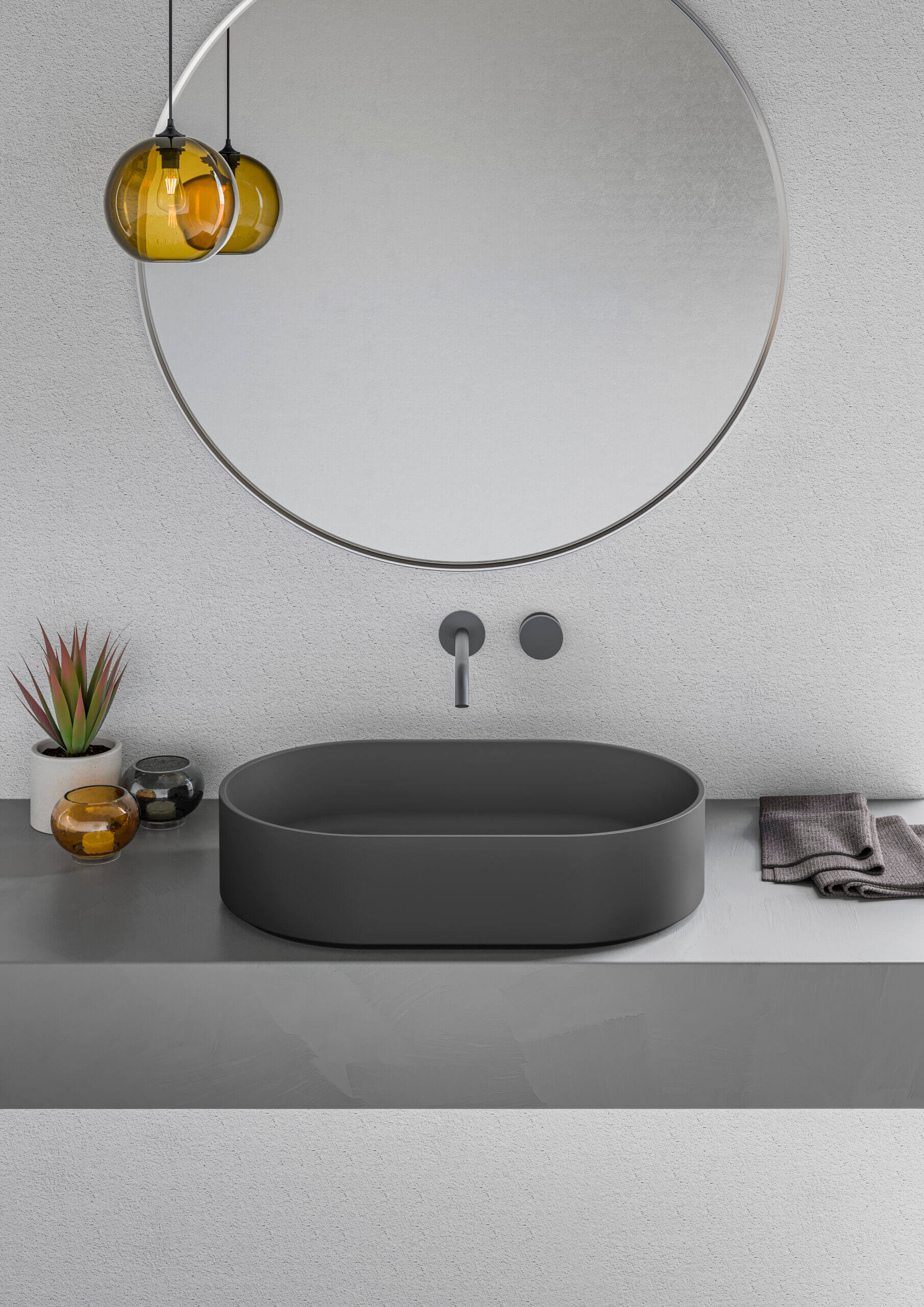 Omnia Model: RVB2550BK Ruvati 23-inch Matte Black epiStone Solid Surface Modern Bathroom Vessel Sink – RVB2550BK
