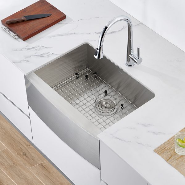 Oakland 27″ Zero Radius, Farmhouse 16 Gauge Stainless Steel Single Bowl Kitchen Sink Model# KSF272010S