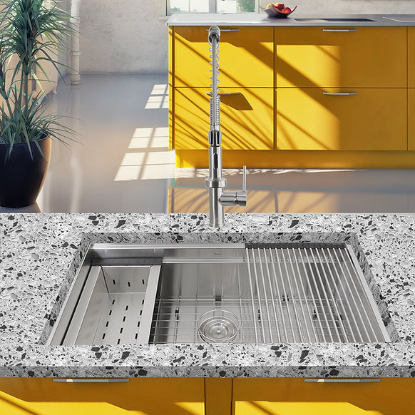 Nantucket Sinks 32" Pro Series Workstation Undermount Stainless Steel Kitchen Sink Model# ZR-PS-3220-16