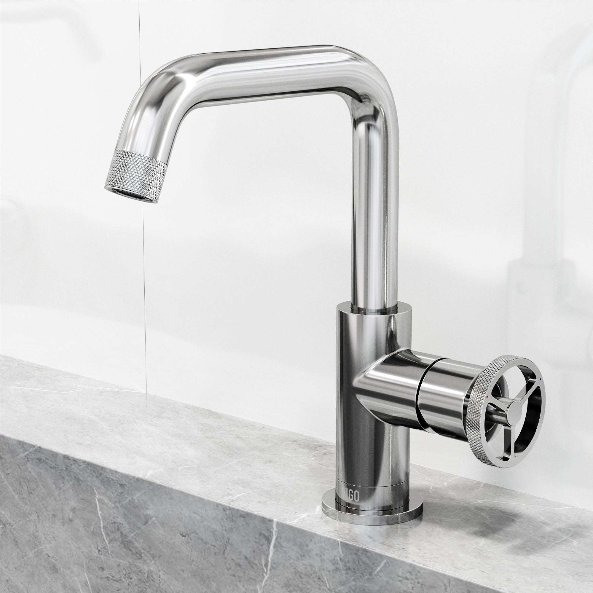VIGO - Cass Single Hole Bathroom Faucet with Knurled Wheel Handle In Chrome Model# VG01047CH
