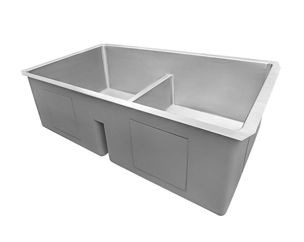 Urbana Ruvati 30-inch Low-Divide Undermount Rounded Corners 50/50 Double Bowl 16 Gauge Stainless Steel Kitchen Sink – Model # RVH7355