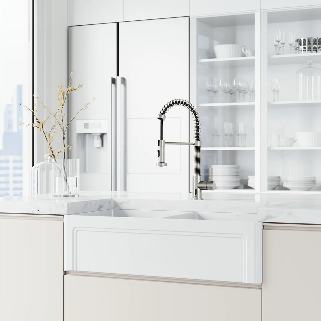 VIGO - Edison 19" Single Handle Smart Pull-Down Touchless Kitchen Faucet With Spring In Stainless Steel Finish Model# VG02001STS