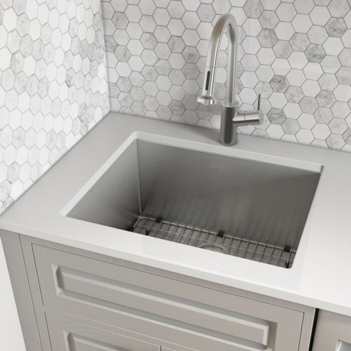 Savona Pro Ruvati 23″ x 18″ x 12″ Deep Laundry Utility Sink Rounded Corners Undermount 16 Gauge Stainless Steel – Model# RVU6125
