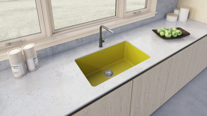 Fiamma Model: RVL3030YL Ruvati 30-inch Fireclay Undermount / Drop-in Topmount Kitchen Sink Single Bowl – Yellow – RVL3030YL