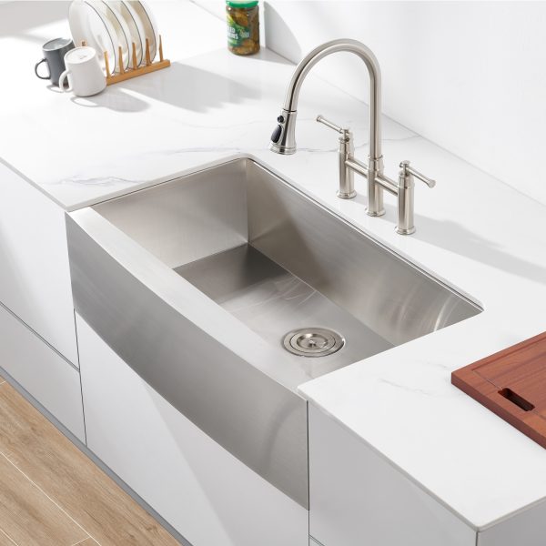 Oakland 36″ Zero Radius, Farmhouse 16 Gauge Stainless Steel Single Bowl Kitchen Sink Model# KSF362010S