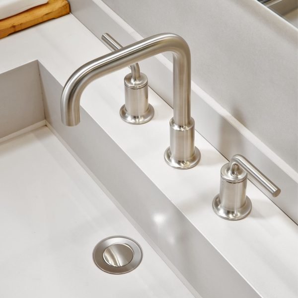 Oakland Wide Spread Bathroom Sink Faucet with Pop Up Drain in Brushed Nickel – Model #KSB8236BN