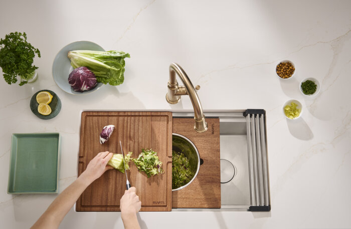 Dual-Tier Pro Ruvati 33" Workstation Two-Tiered Ledge Kitchen Sink Undermount 16 Gauge Stainless Steel – Model# RVH6222ST