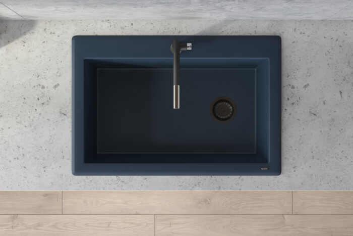 epiGranite Model: RVG1033LU Ruvati 33 x 22 inch Granite Composite Quartz Drop-in Topmount Single Bowl Kitchen Sink – Catalina Blue – RVG1033LU