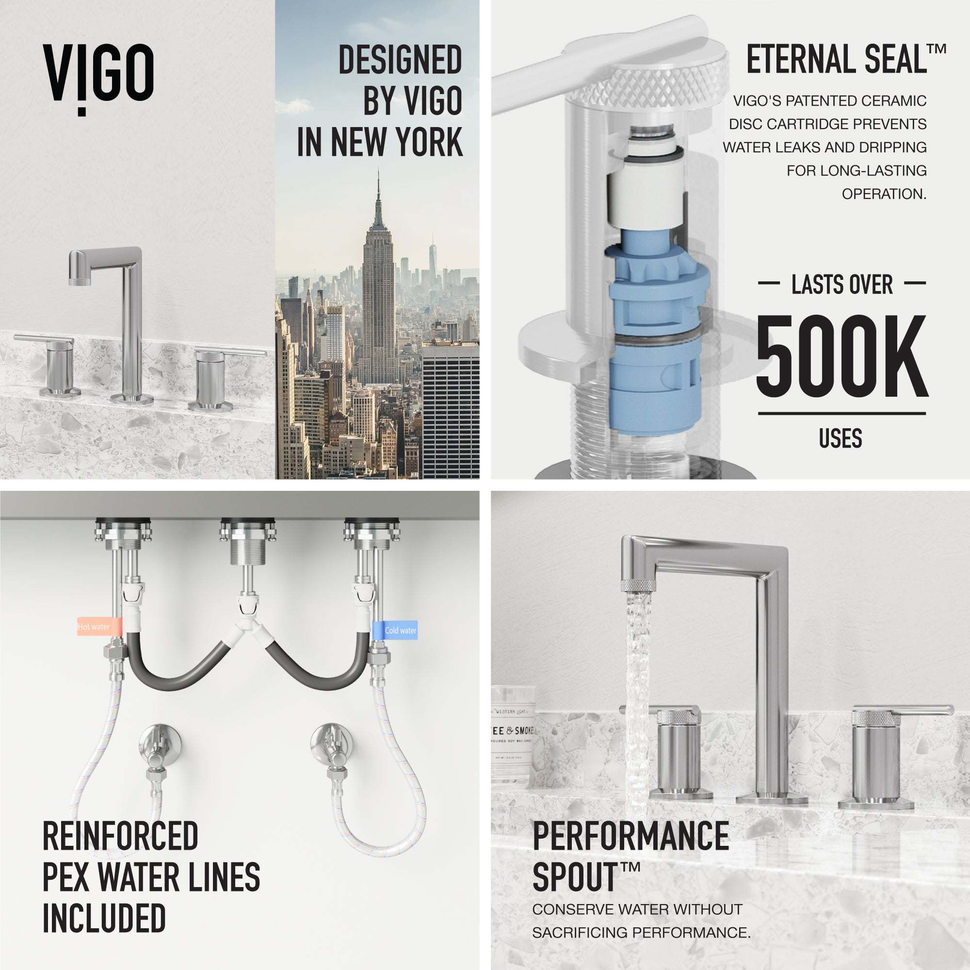 VIGO - Sterling Widespread 2 Handle Bathroom Faucet In Chrome Model# VG01304CH