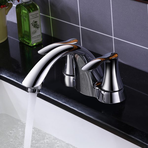 4″ Center Set Two Handles Bathroom Sink Faucet with Pop Up Drain in Chrome Model# KSB4232C