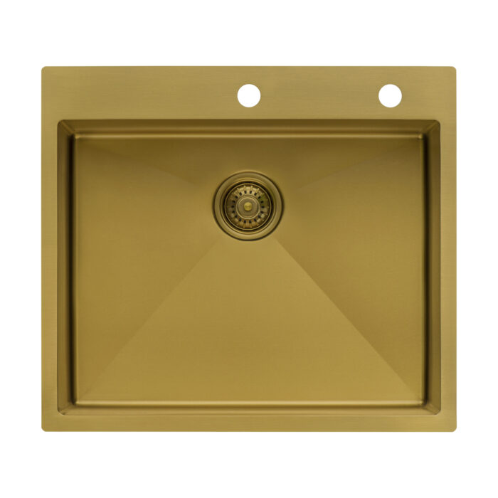 Terraza  Ruvati 25"Matte Gold Drop-in Top Mount Kitchen Sink Single Bowl – Model# RVH5007GG