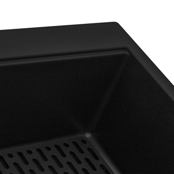 epiGranite Model: RVG1080BK Ruvati 33 x 22 inch epiGranite Drop-in Topmount Granite Composite Quartz Single Bowl Kitchen Sink – Midnight Black – RVG1080BK