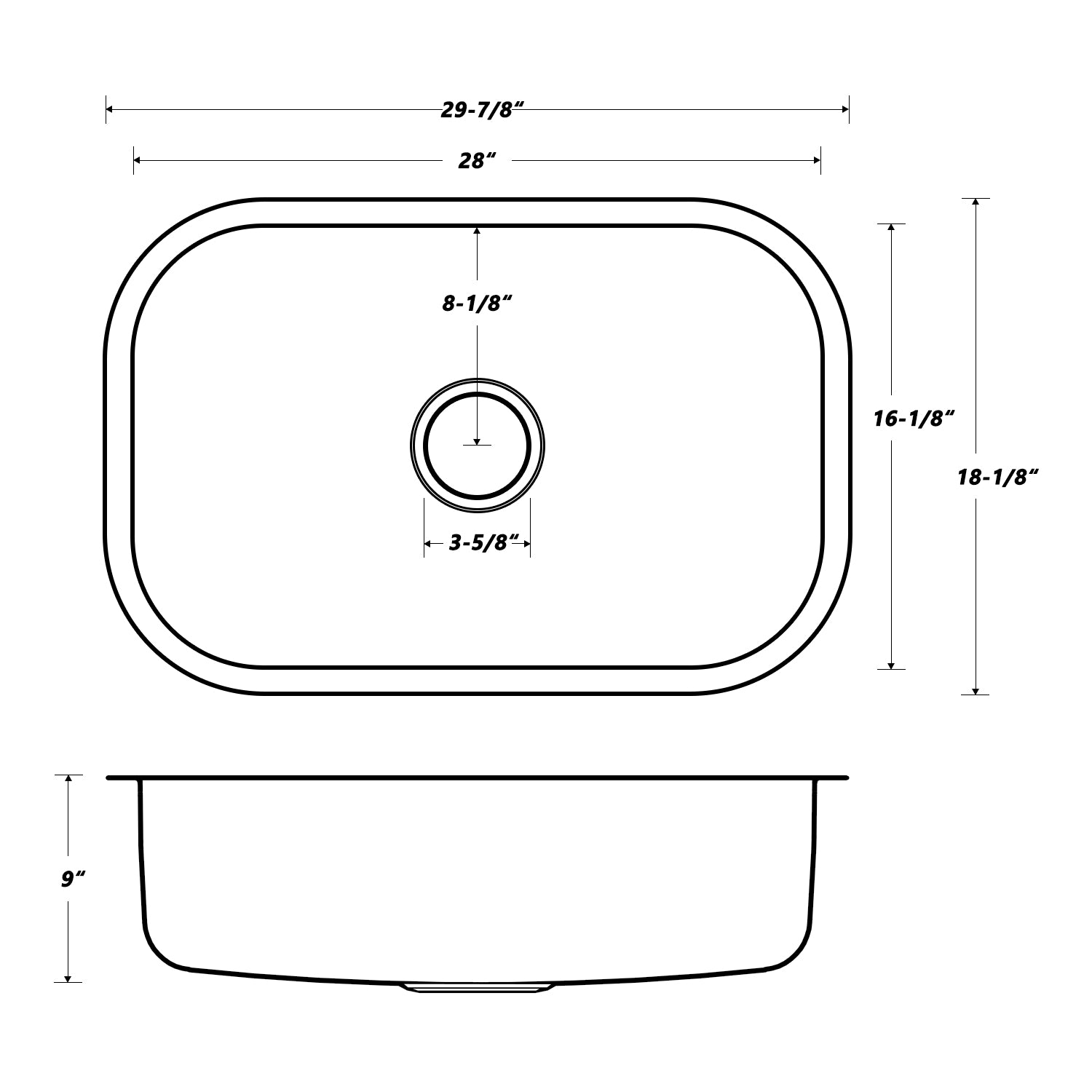 Oakland Medium Size 18 Gauge 30″ Undermount Stainless Steel Single Bowl Kitchen Sink Model# KSU30189
