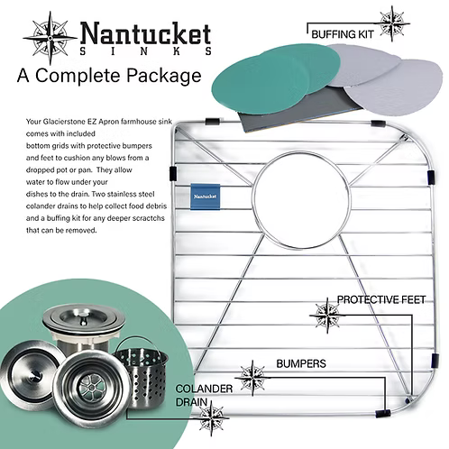 Nantucket Sinks Retrofit Glacier Stone Single Bowl Apron Front Kitchen Sink Model# NS-GSEZA32S