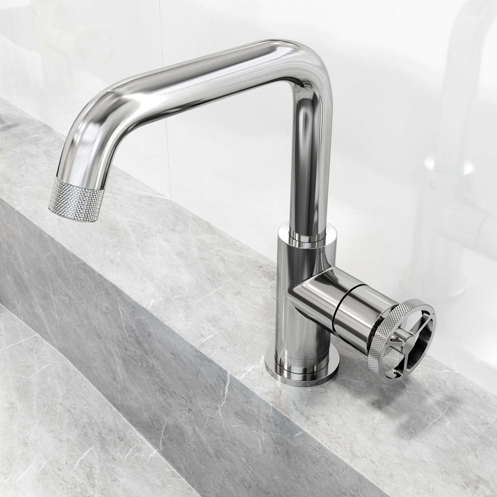 VIGO - Cass Single Hole Bathroom Faucet with Knurled Wheel Handle In Chrome Model# VG01047CH
