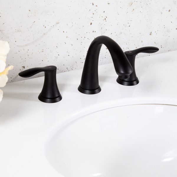 Oakland Wide Spread Bathroom Sink Faucet with Pop Up Drain in Matte Black Model# KSB8232MB