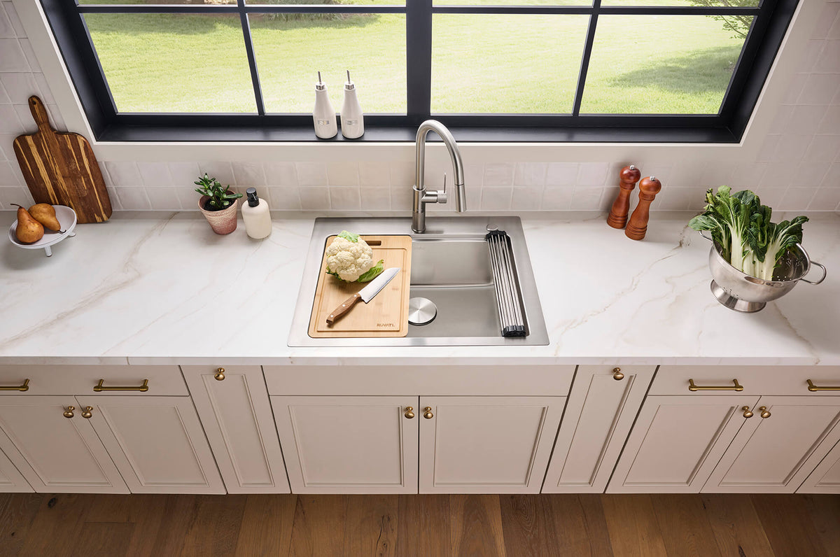Ruvati 28 x 22 inch Drop-in Topmount Workstation Kitchen Sink 16 Gauge Stainless Steel Single Bowl – RVM5228
