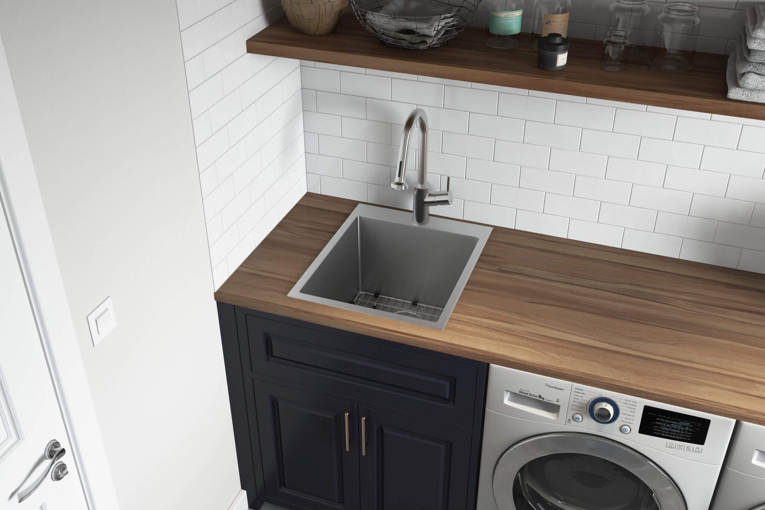 Forma Pro Ruvati Top Mount Laundry Utility Sink 18" x 22" x 12" Rounded Corners Deep 16 Gauge Stainless Steel – Model# RVU6018