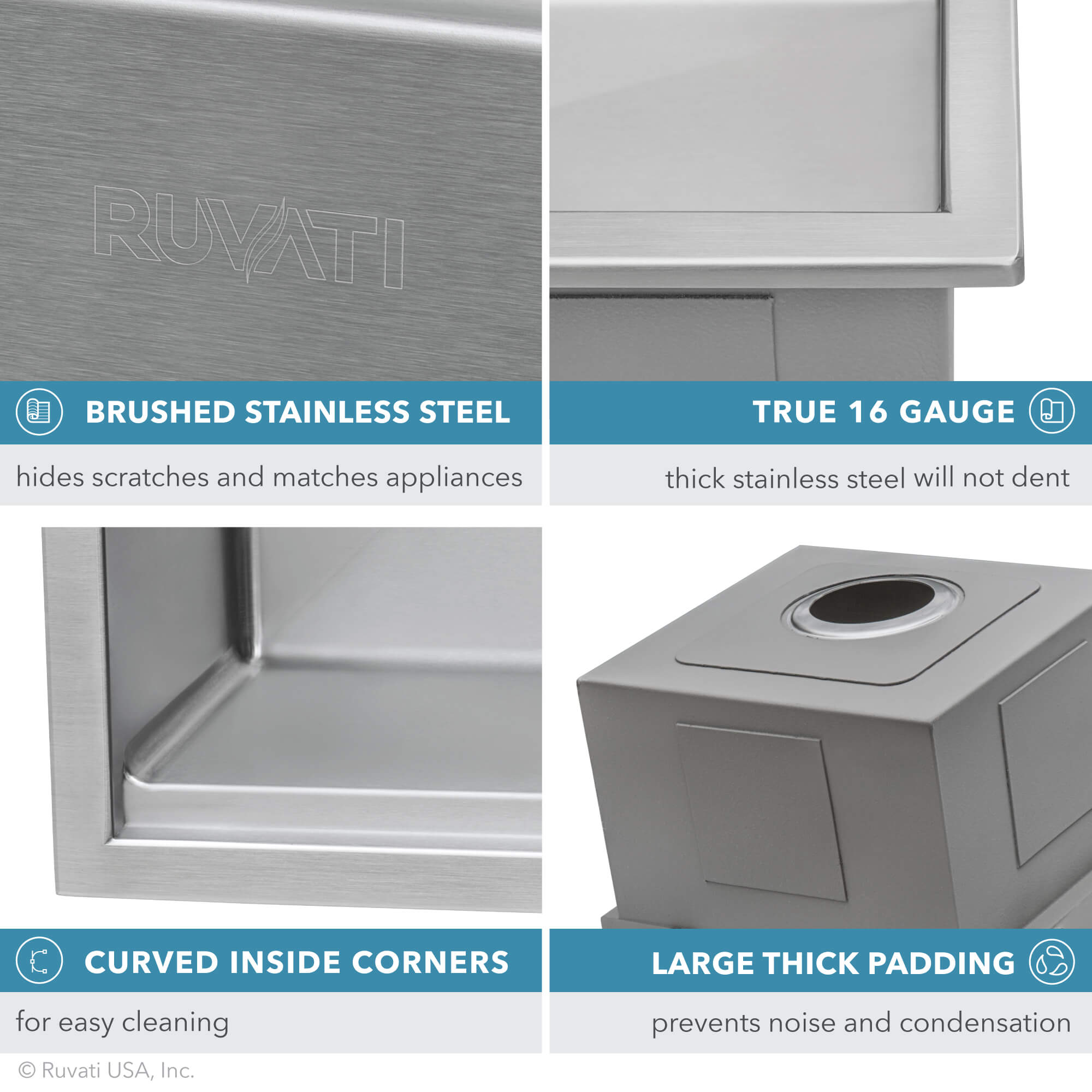 Siena Ruvati 33" x 22" Workstation Drop-in 40/60 Double Bowl Topmount Rounded Corners Kitchen Sink – Model # RVH8036