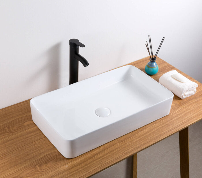 Vista Model: RVB2416 Ruvati 24 x 16 inch Bathroom Vessel Sink White Rectangular Above Counter Porcelain Ceramic – RVB2416