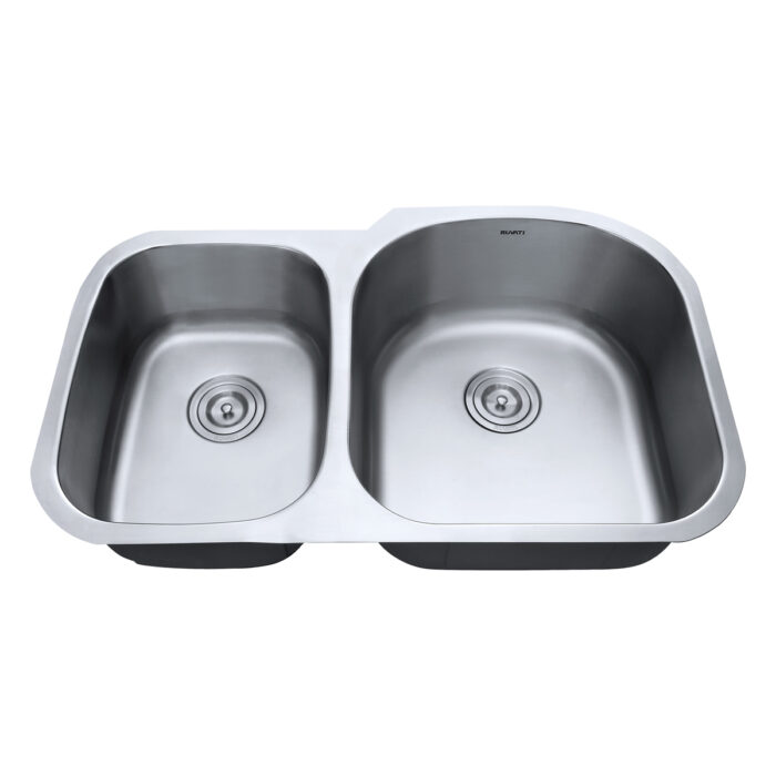 Parmi Model: RVM4605 Ruvati 34-inch Undermount 40/60 Double Bowl 16 Gauge Stainless Steel Kitchen Sink – RVM4605