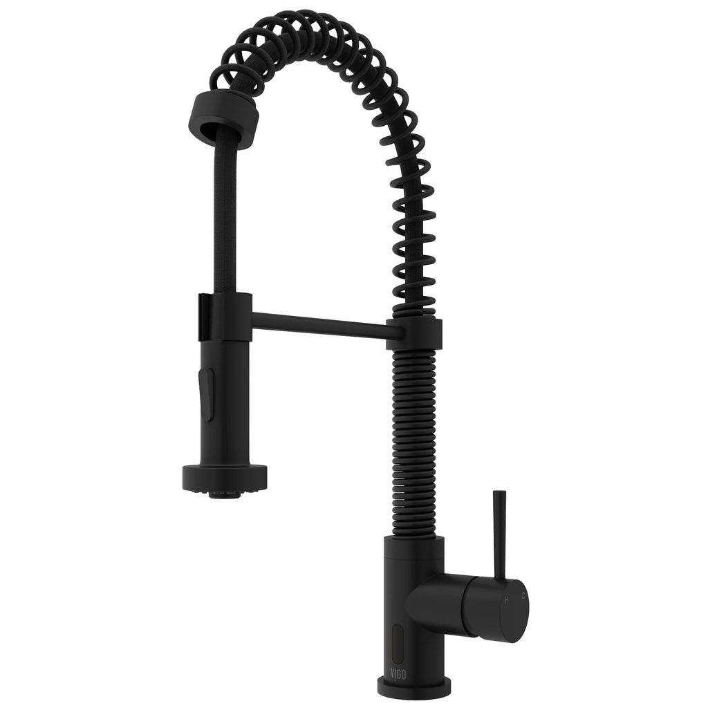 VIGO - Edison 19" Single Handle Smart Pull-Down Touchless Kitchen Faucet With Spring In Matte Black Finish Model# VG02001MBS