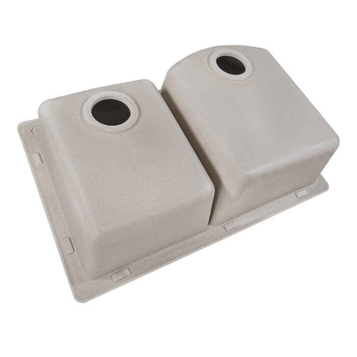 epiGranite Model: RVG1344CS Ruvati 33 x 22 inch epiGranite Drop-in Topmount Granite Composite Quartz Double Bowl Kitchen Sink – Caribbean Sand – RVG1344CS