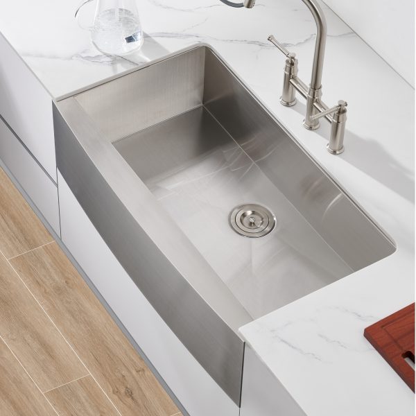 Oakland 36″ Zero Radius, Farmhouse 16 Gauge Stainless Steel Single Bowl Kitchen Sink Model# KSF362010S